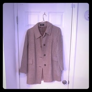 Beige Single Breasted Tweed Coat